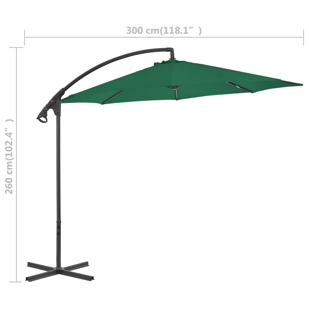 Cantilever Garden Parasol | Green | Polyester | Large | Tiltable