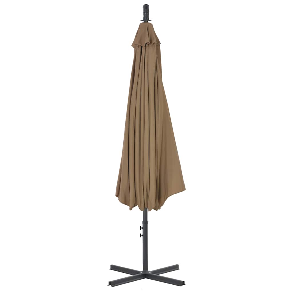 Cantilever Garden Parasol with Steel Pole 300 cm Taupe