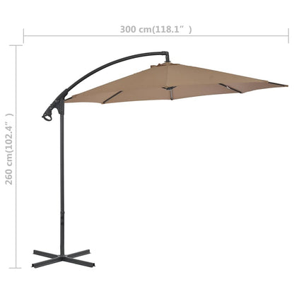Cantilever Garden Parasol with Steel Pole 300 cm Taupe