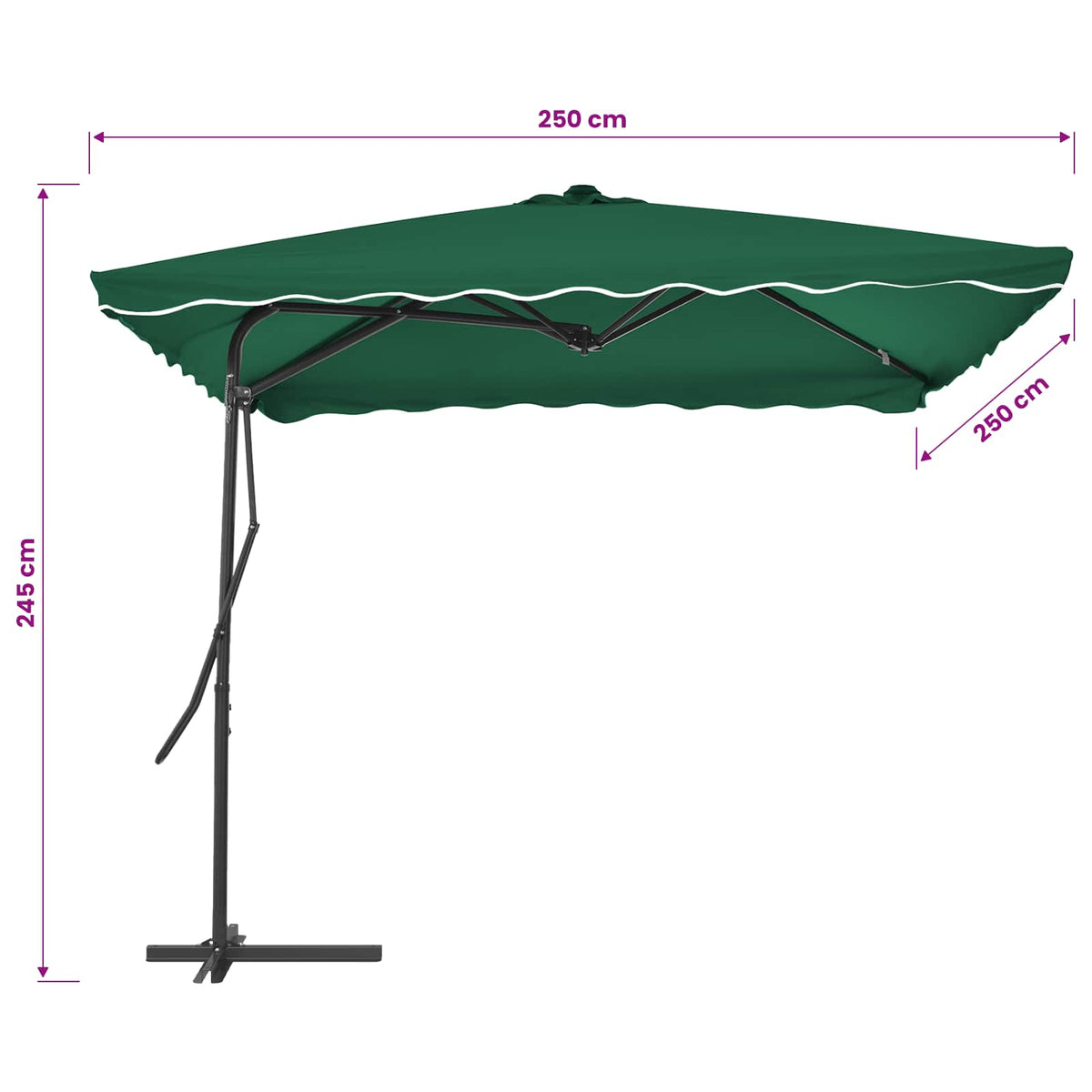 44881 vidaXL Outdoor Parasol with Steel Pole 250x250 cm Green