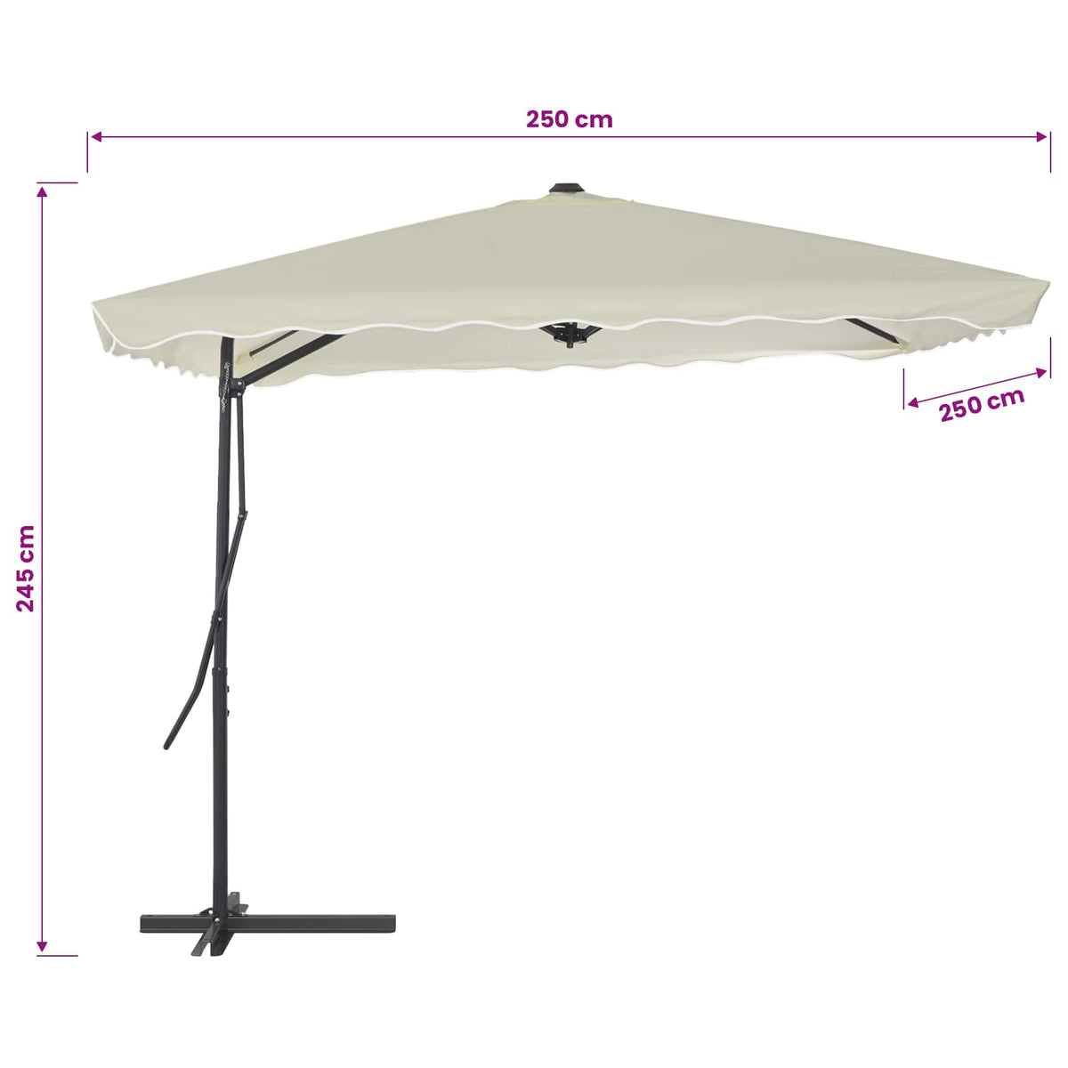 44882 vidaXL Outdoor Parasol with Steel Pole 250x250 cm Sand