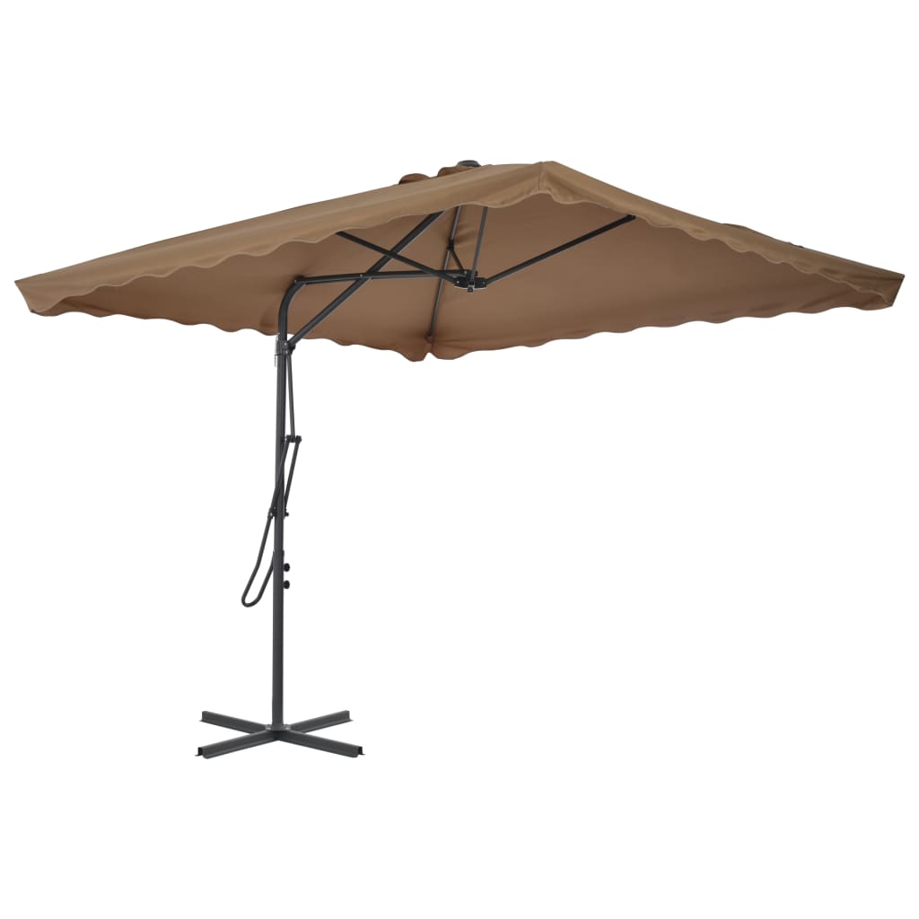 Garden Parasol | Taupe | Polyester | Large | Rotatable | Garden Parasol