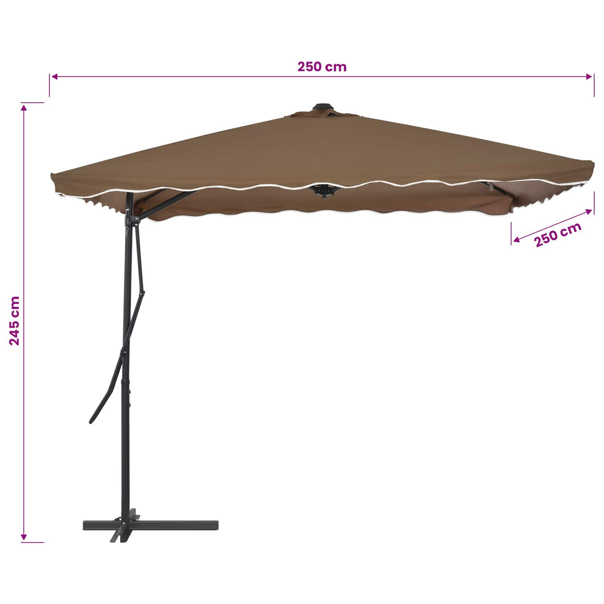 44884 vidaXL Outdoor Parasol with Steel Pole 250x250 cm Taupe