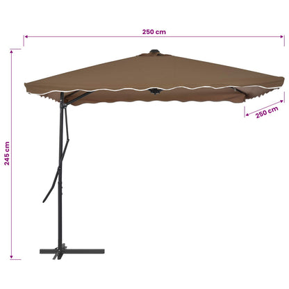 44884 vidaXL Outdoor Parasol with Steel Pole 250x250 cm Taupe