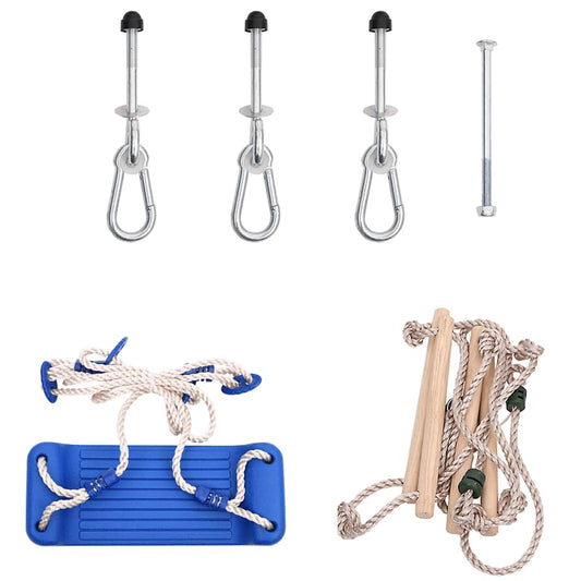 Swing Seat with Rope Ladder Blue 37x15 cm PE