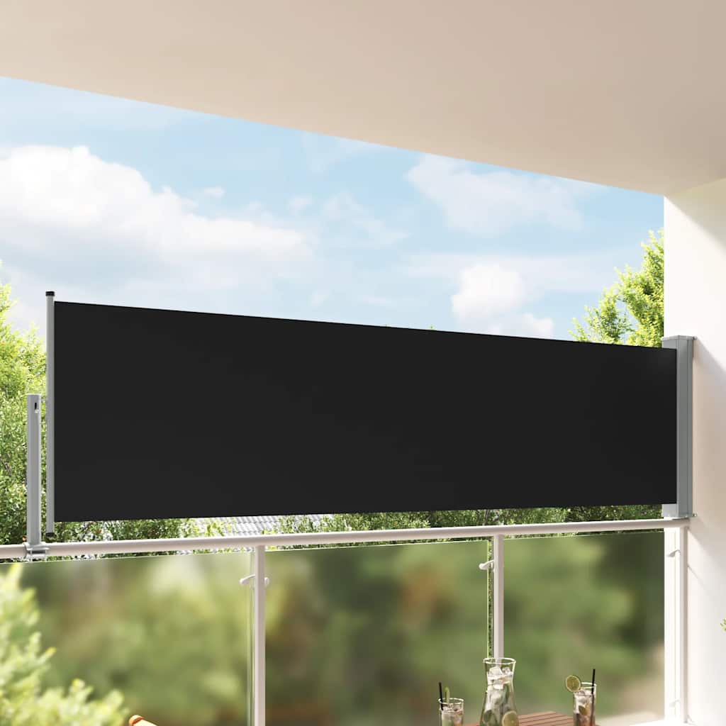 Patio Retractable Side Awning 100 x 300 cm Black