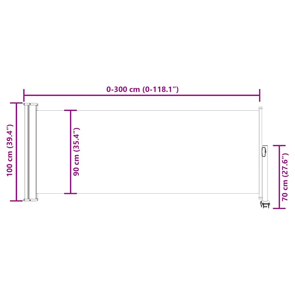 Patio Retractable Side Awning 100 x 300 cm Cream