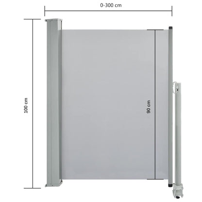 Patio Retractable Side Awning 100 x 300 cm Grey