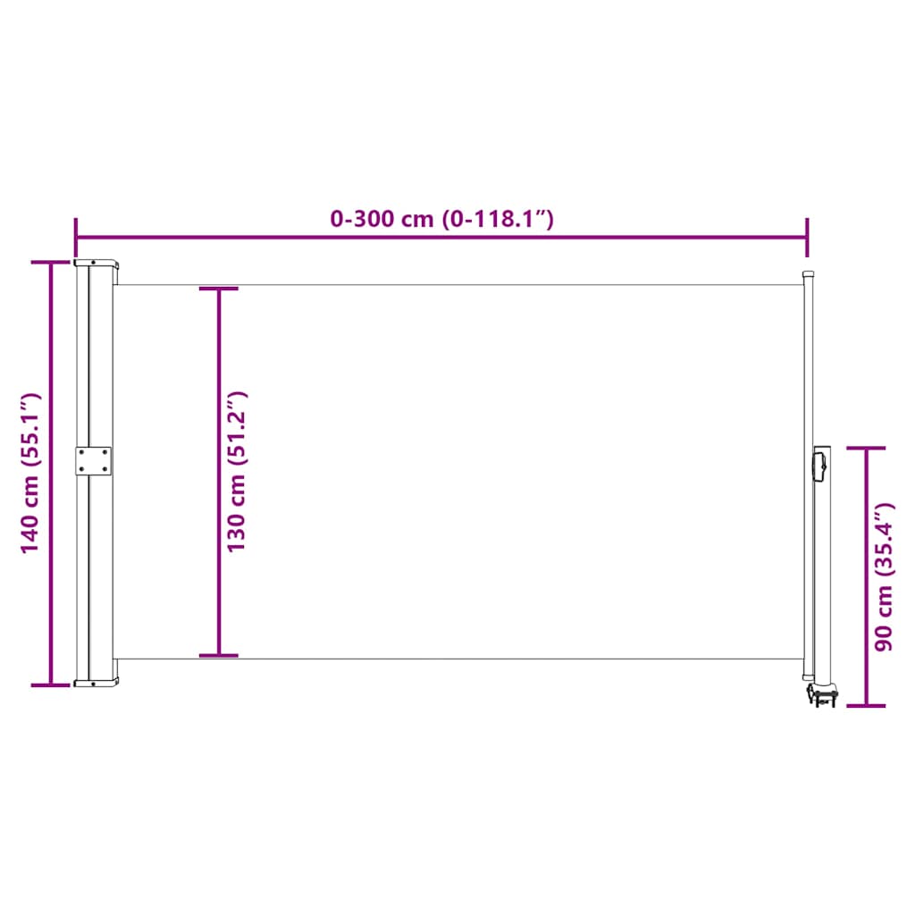 Patio Retractable Side Awning 140 x 300 cm Grey