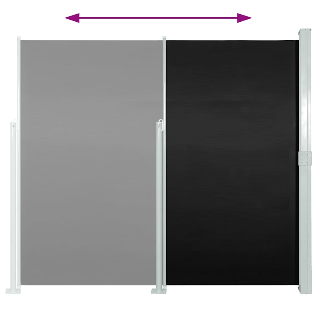 Side Awning | Black | Polyester, Steel | 140 x 300 cm | Retractable