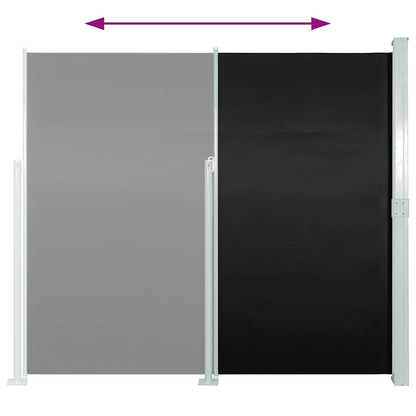 Side Awning | Black | Polyester, Steel | 140 x 300 cm | Retractable