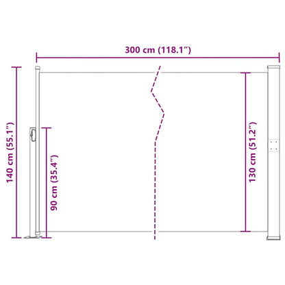 Retractable Side Awning 140 x 300 cm Red