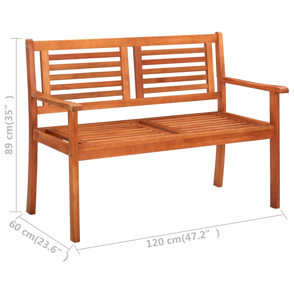 Bench | Brown | Solid eucalyptus wood | 2-Seater | Ergonomic