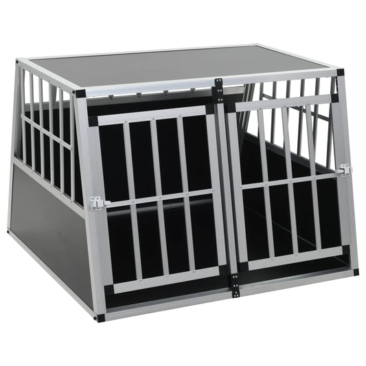Dog Cage | Silver | Aluminium,MDF | Medium | Portable | Dog Cage