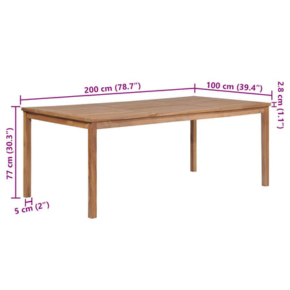 44998 vidaXL Garden Table 200x100x77 cm Solid Teak Wood