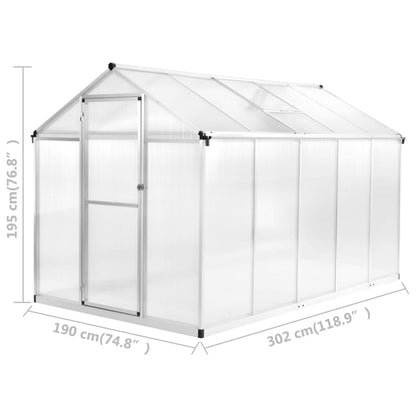 Greenhouse Aluminium 302x190x195 cm 11,19 m³