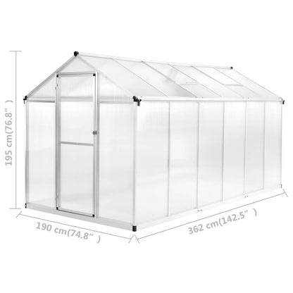 Greenhouse Aluminium 362x190x195 cm 13,41 m³