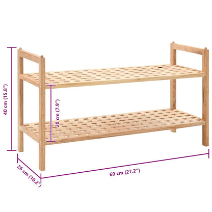 247102 vidaXL Shoe Rack Solid Walnut Wood 69x26x40 cm