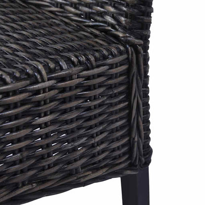 Dining Chairs 4 pcs Black Kubu Rattan and Mango Wood