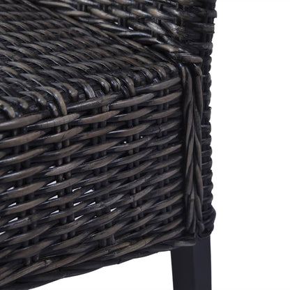 Dining Chairs 6 pcs Black Kubu Rattan and Mango Wood