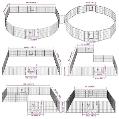 Dog Playpen 16 Panels Steel 60x80 cm Black