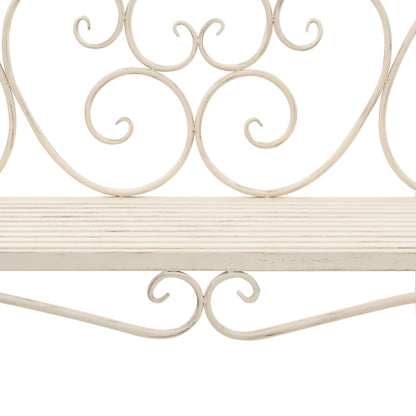 Garden Bench | Antique White | Metal | 132 cm width | Decorative Inlays