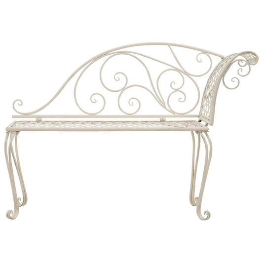 Garden Chaise Lounge | Antique White | Metal | Decorative Inlays