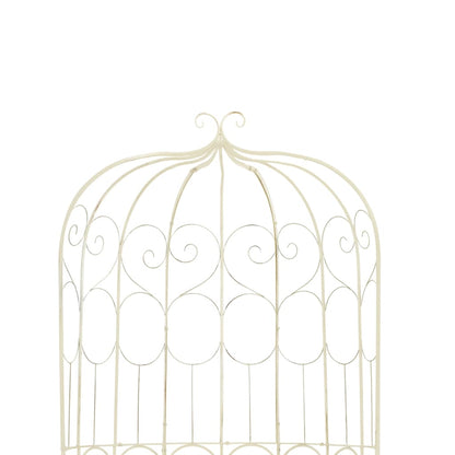 Garden Bench | Antique White | Wrought Iron | Medium | Decorative Inlays