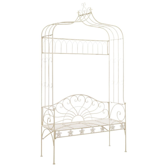 Garden Bench | Antique White | Wrought Iron | Standard | Garden Bench