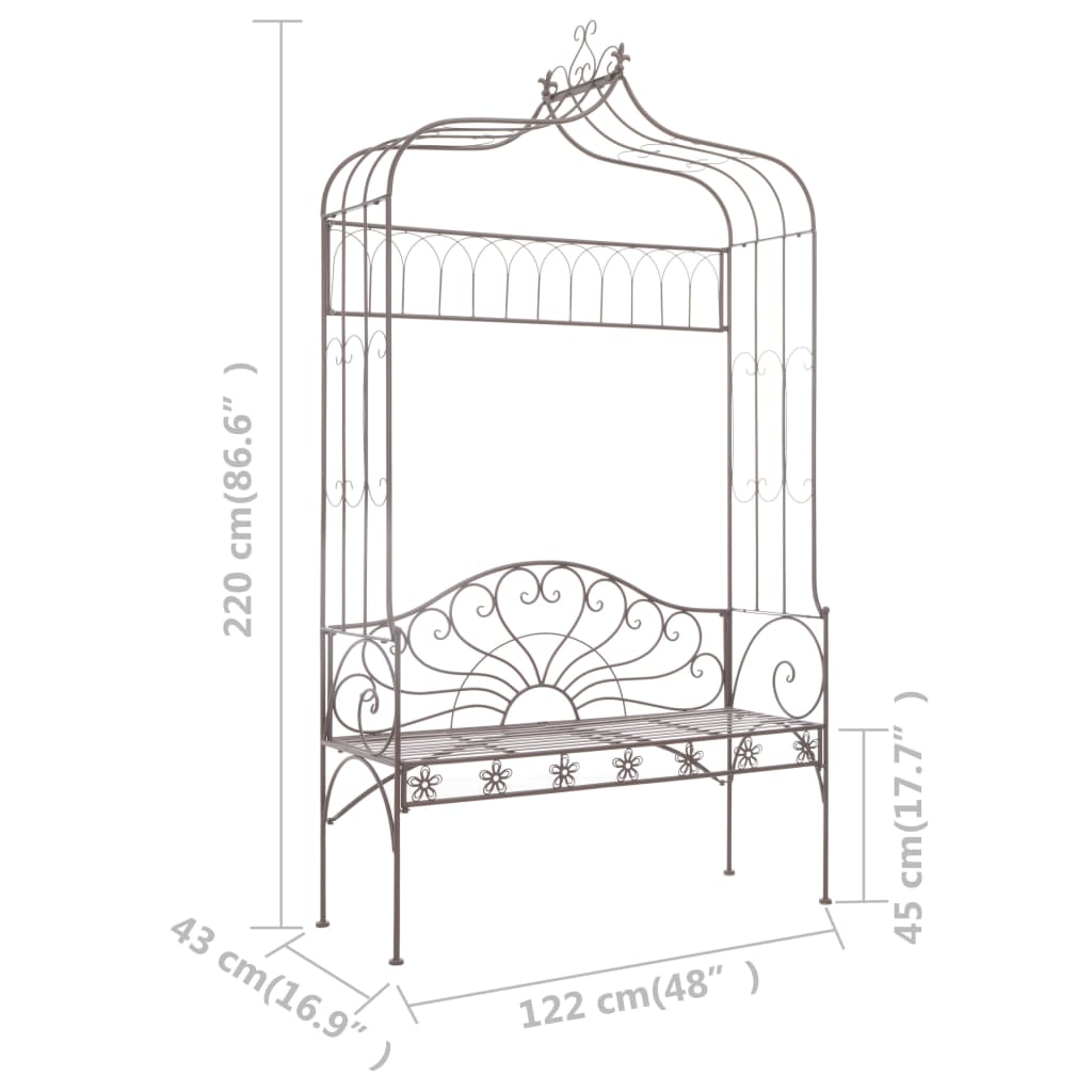 Garden Bench | Antique brown | Wrought iron | Standard size for two