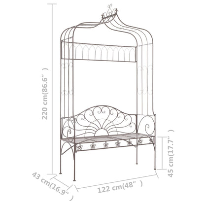 Garden Bench | Antique brown | Wrought iron | Standard size for two