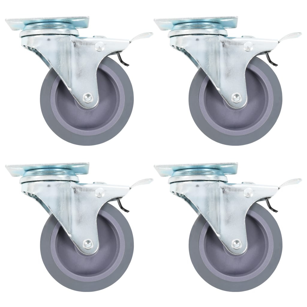 Swivel Casters with Double Brakes 4 pcs 75 mm