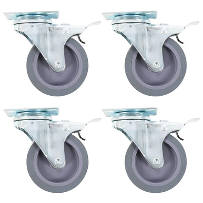 Swivel Casters with Double Brakes 4 pcs 75 mm