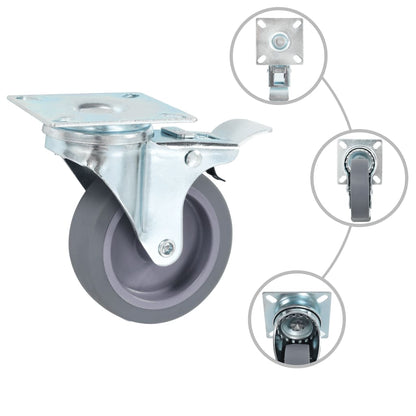 Swivel Casters with Double Brakes 4 pcs 75 mm
