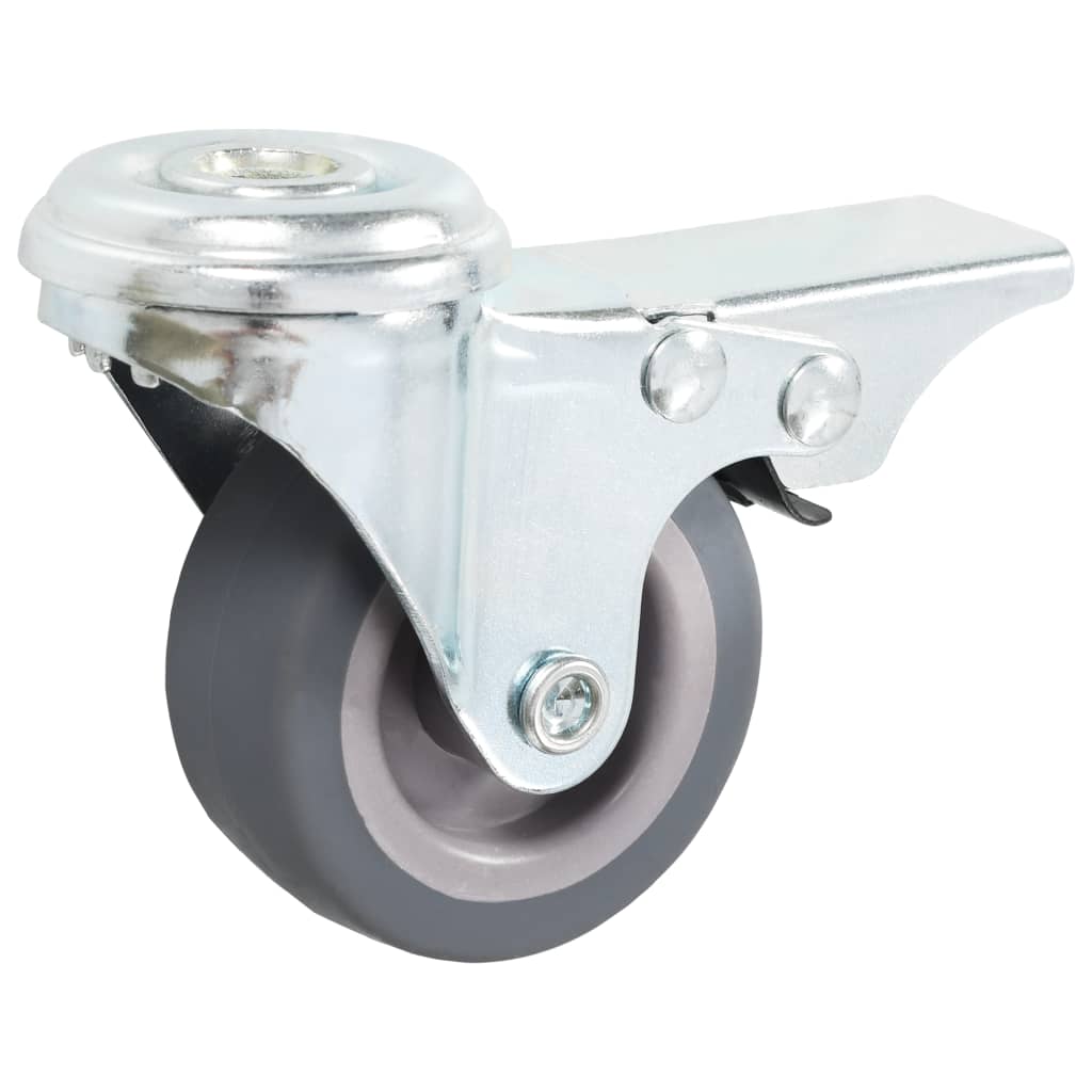 Bolt Hole Swivel Casters with Double Brakes 4 pcs 50 mm