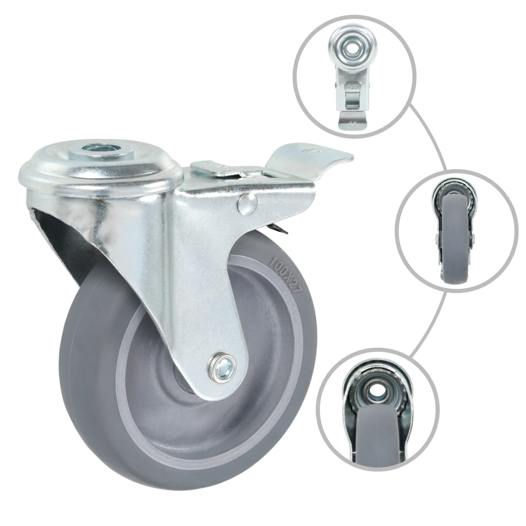 Bolt Hole Swivel Casters 4 pcs 100 mm