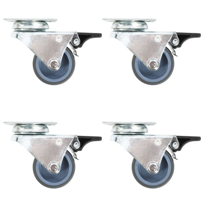 Twin-wheel Swivel Casters with Double Brakes 4 pcs 50 mm