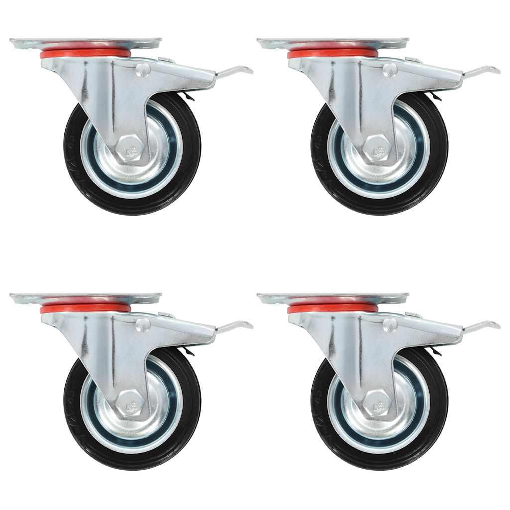Swivel Casters with Double Brakes 4 pcs 75 mm