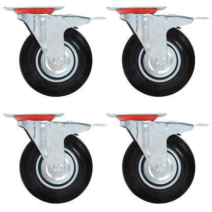Swivel Casters with Double Brakes 4 pcs 125 mm