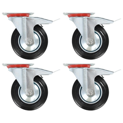 Swivel Casters with Double Brakes 4 pcs 160 mm