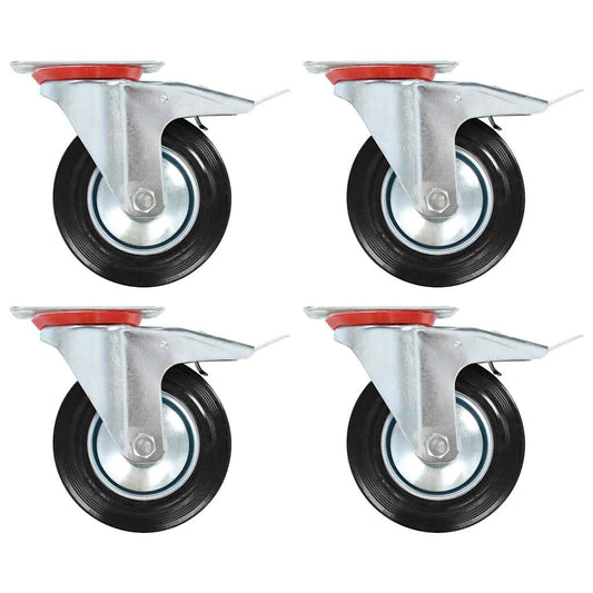 143452 vidaXL Swivel Casters with Double Brakes 4 pcs 160 mm