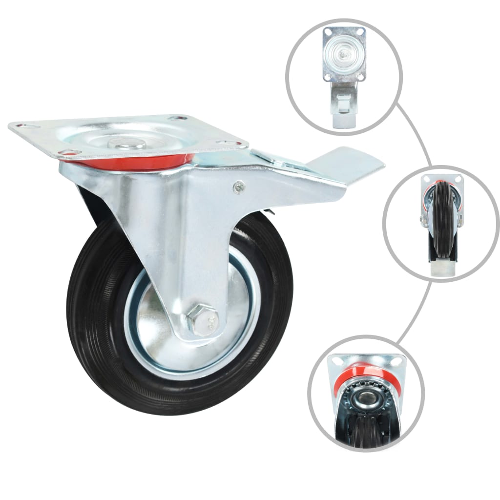 Swivel Casters with Double Brakes 4 pcs 160 mm