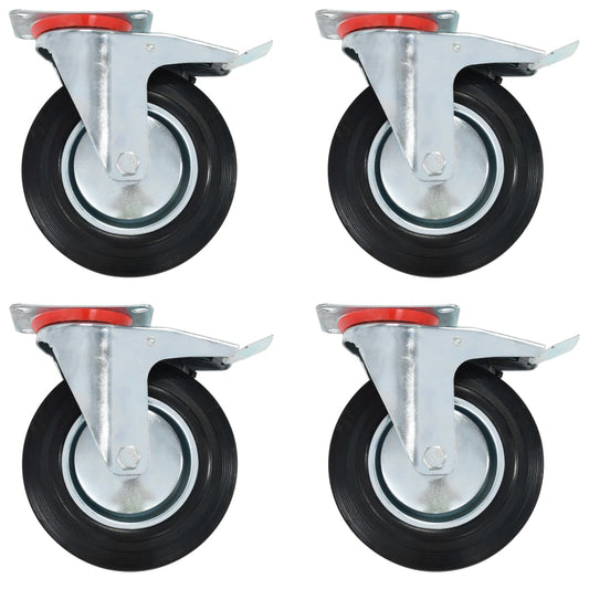 143455 vidaXL Swivel Casters with Double Brakes 4 pcs 200 mm