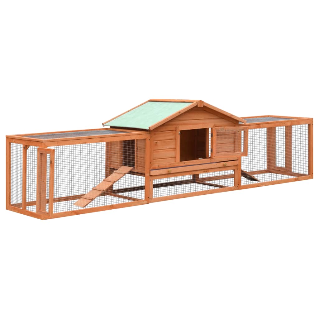 170642 vidaXL Rabbit Hutch Solid Pine & Fir Wood 310x70x87 cm