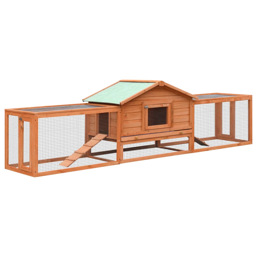 170642 vidaXL Rabbit Hutch Solid Pine & Fir Wood 310x70x87 cm