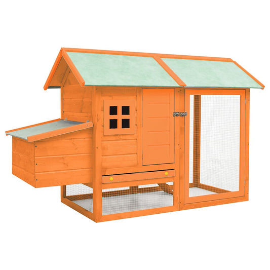 Chicken Coop | Brown and Green | Solid pine/fir wood | 170 x 81 x 110 cm