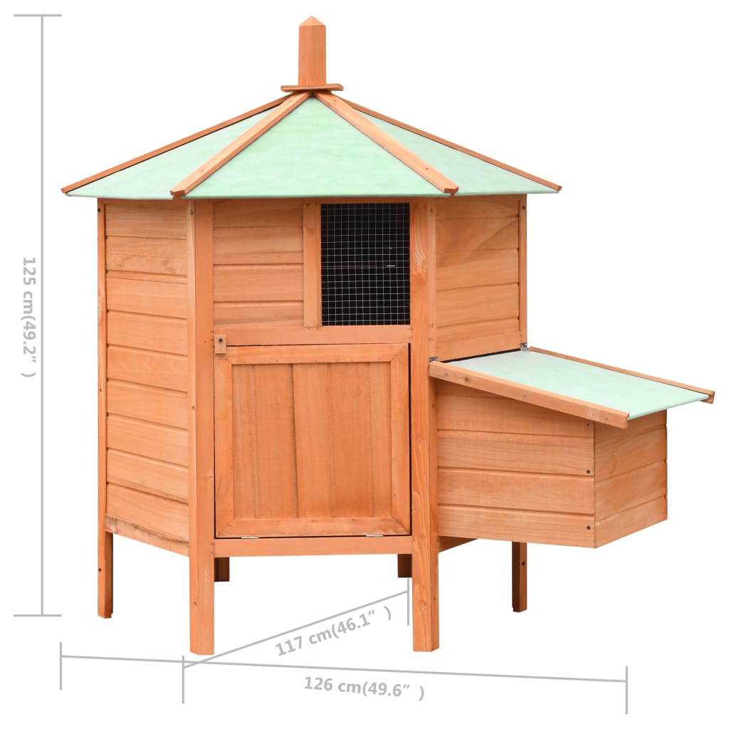 170645 vidaXL Chicken Cage Solid Pine & Fir Wood 126x117x125 cm