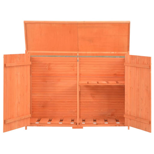 Garden Storage Shed | Orange Brown | Wood, Plywood | 128 x 42 x 91 cm