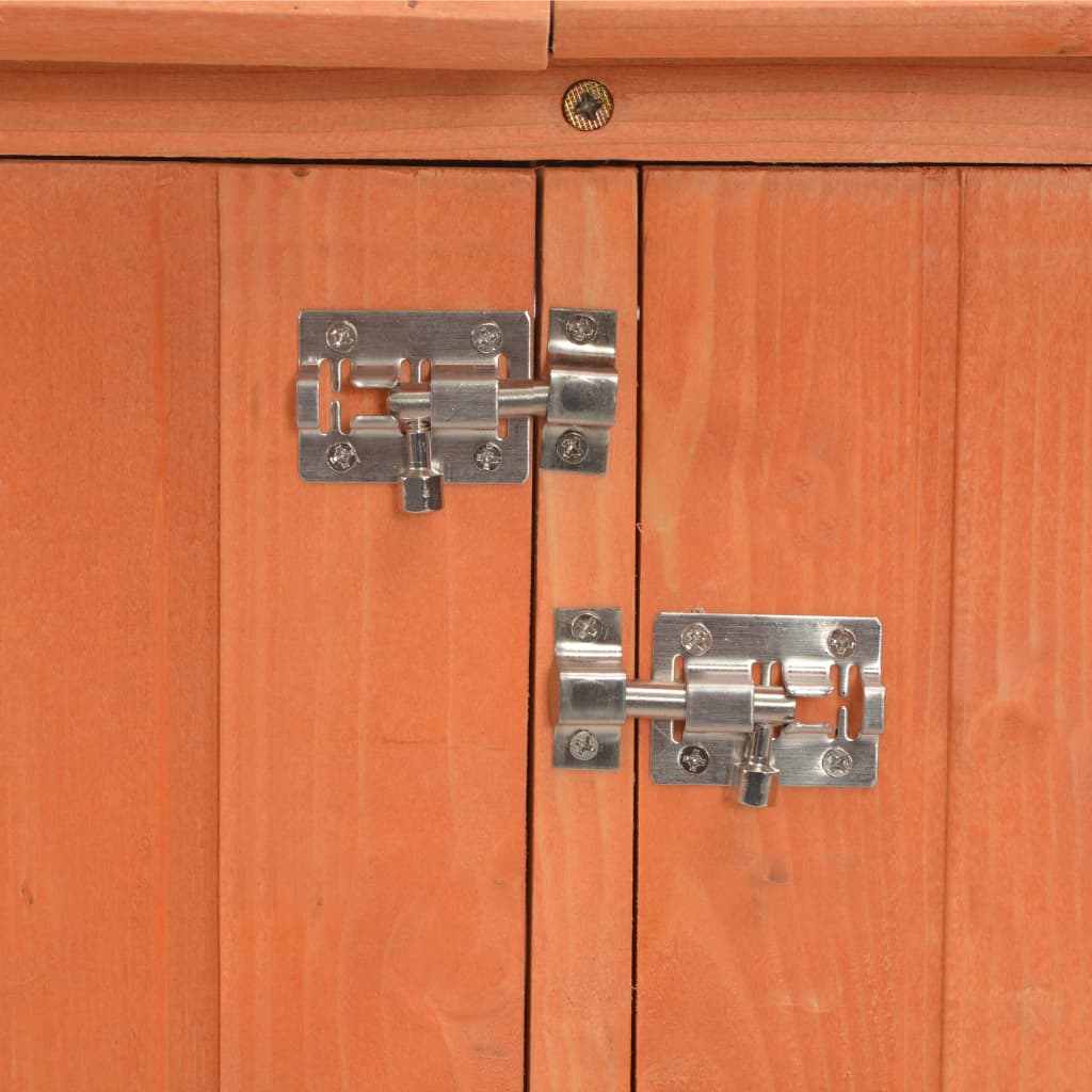 Garden Storage Shed | Orange Brown | Wood, Plywood | 128 x 42 x 91 cm