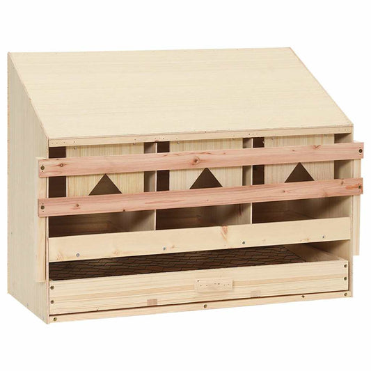 170653 vidaXL Chicken Laying Nest 3 Compartments 72x33x54 cm Solid Pine Wood